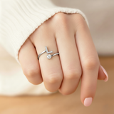Adjustable "Classic" Initial Ring - Personalized Stainless Steel & Zirconium Jewelry