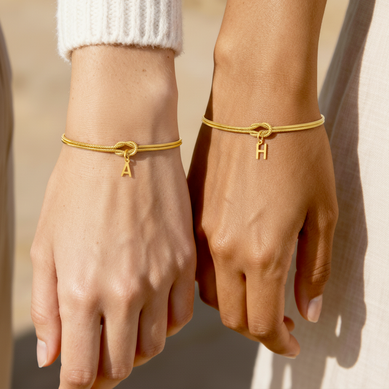 Personalized "Knot" Initial Bracelet - Elegant Adjustable Gold/Silver Stainless Steel Jewelry