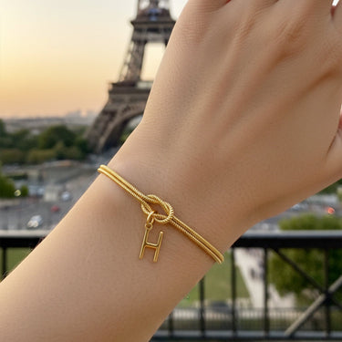Personalized "Knot" Initial Bracelet - Elegant Adjustable Gold/Silver Stainless Steel Jewelry