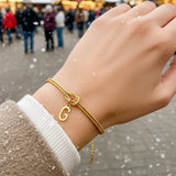 Personalized "Knot" Initial Bracelet - Elegant Adjustable Gold/Silver Stainless Steel Jewelry