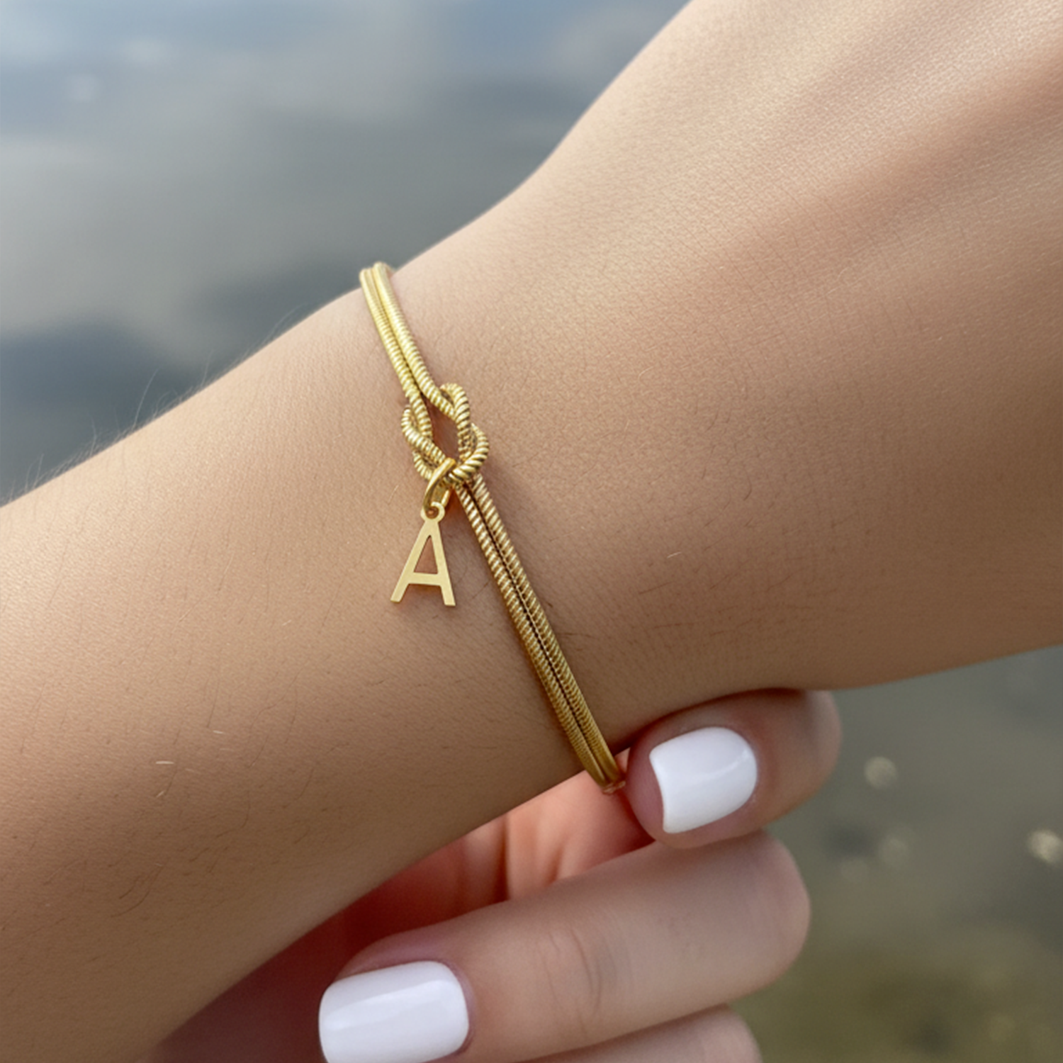 Personalized "Knot" Initial Bracelet - Elegant Adjustable Gold/Silver Stainless Steel Jewelry