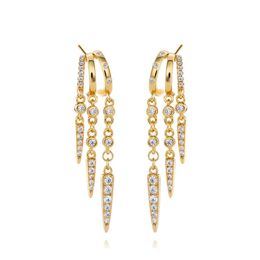 Elegant Rio Stacked Triple Hoop Illusion Earrings in 14k Gold Vermeil & Sterling Silver