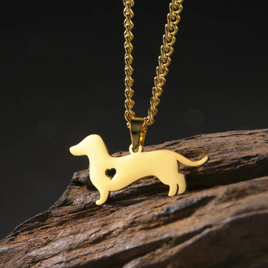 Dachshund Silhouette Pendant — Stainless Steel