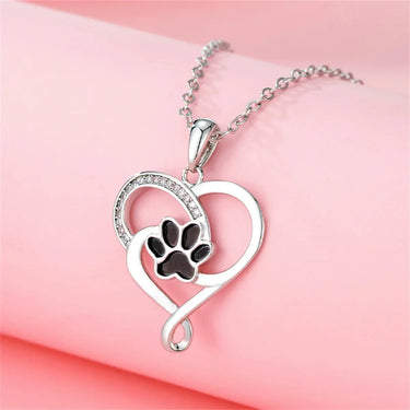 Paw-Print Embrace Heart Pendant