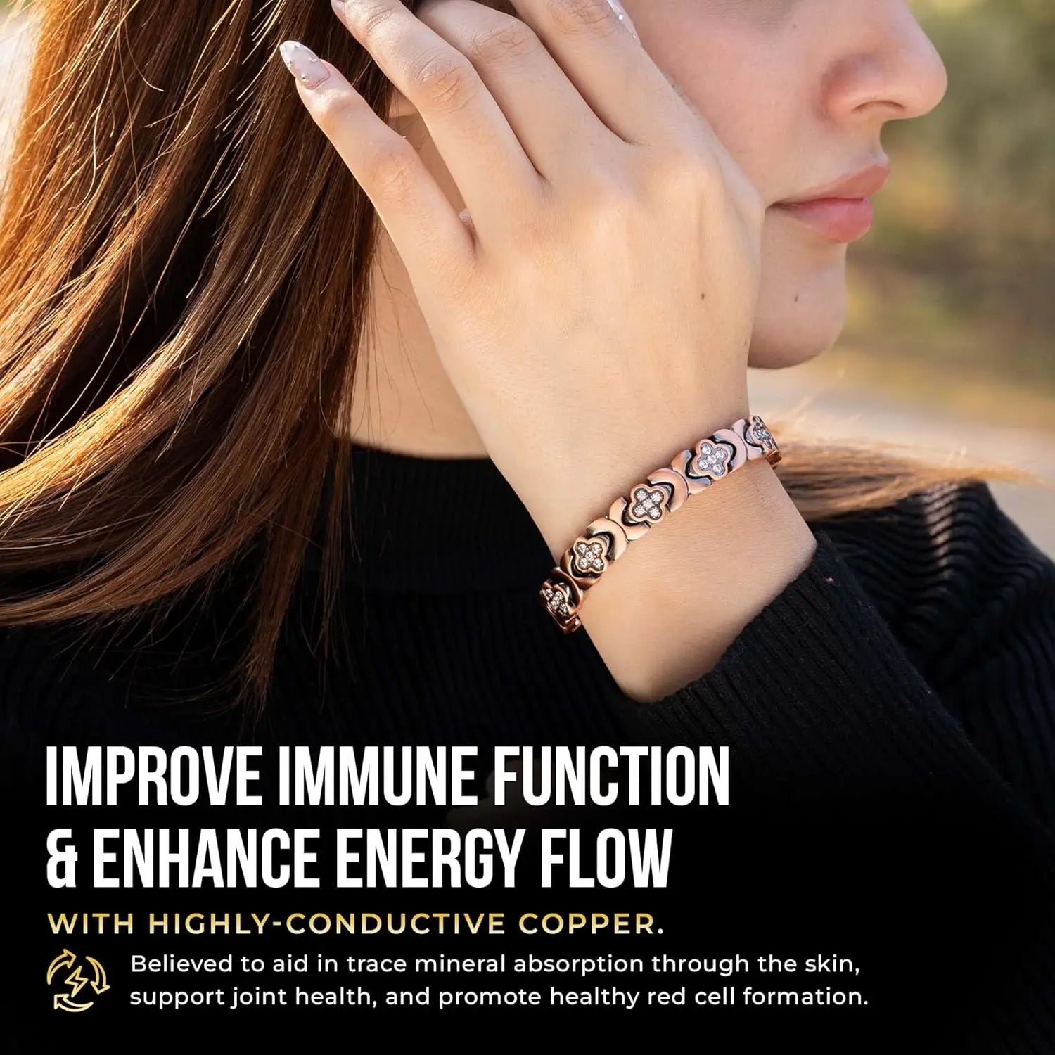 CapeGlow® LumaCraft® Pure Copper Bracelet Four-Leaf Harmony (Women)