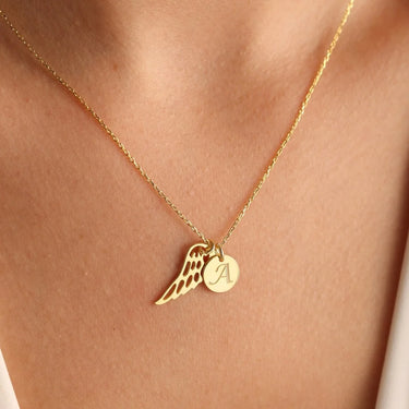 CapeGlow® Graceful Wing – Personalized Initial Angel Necklace (Unisex)