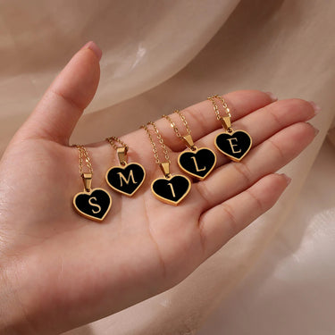 CapeGlow® Initial Letter Necklace - Personalized Alphabet Heart Pendant Stainless Steel Clavicle Chain