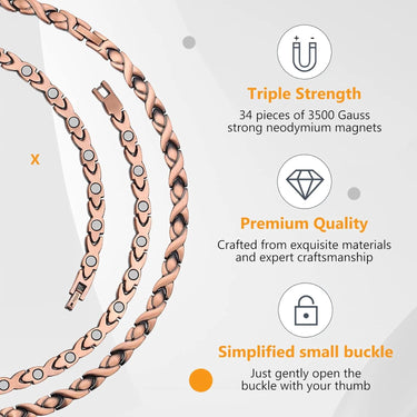 CapeGlow® Premium Pure Copper Necklace with Ultra Strength Magnets Collar (Women)