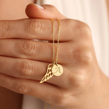 CapeGlow® Graceful Wing – Personalized Initial Angel Necklace (Unisex)