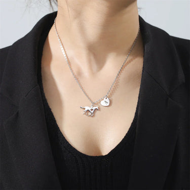 Horse & Initial Heart Necklace — Stainless Steel
