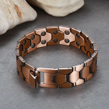 LumaCraft® Men’s Four Leaf Double-Row Strong Magnetic Pure Copper Bracelet — Strength in Every Link (Men)