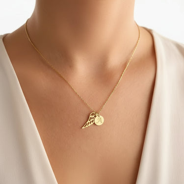 CapeGlow® Graceful Wing – Personalized Initial Angel Necklace (Unisex)