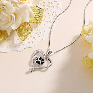 Paw-Print Embrace Heart Pendant