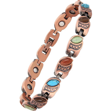 CapeGlow® Pure Copper Magnetic Bracelet with Turquoise | 3500 Gauss Energy & Detox