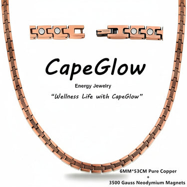 CapeGlow® Premium Pure Copper Necklace with Ultra Strength Magnets Collar (Men)