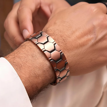 LumaCraft® Men’s Four Leaf Double-Row Strong Magnetic Pure Copper Bracelet — Strength in Every Link (Men)