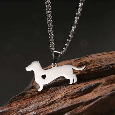 Dachshund Silhouette Pendant — Stainless Steel