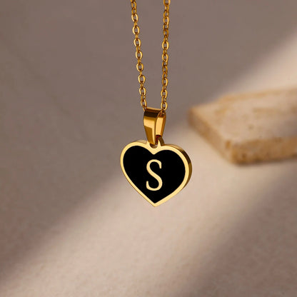 CapeGlow® Initial Letter Necklace - Personalized Alphabet Heart Pendant Stainless Steel Clavicle Chain