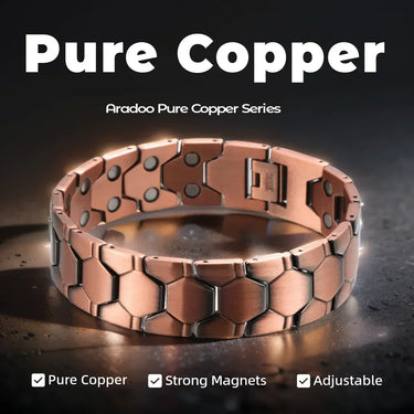 LumaCraft® Men’s Four Leaf Double-Row Strong Magnetic Pure Copper Bracelet — Strength in Every Link (Men)
