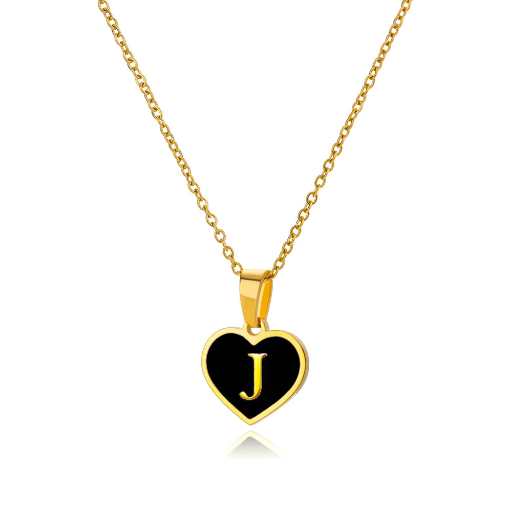 CapeGlow® Initial Letter Necklace - Personalized Alphabet Heart Pendant Stainless Steel Clavicle Chain