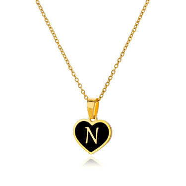 CapeGlow® Initial Letter Necklace - Personalized Alphabet Heart Pendant Stainless Steel Clavicle Chain