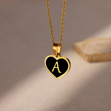 CapeGlow® Initial Letter Necklace - Personalized Alphabet Heart Pendant Stainless Steel Clavicle Chain
