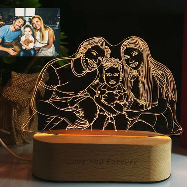 CapeGlow® Personalized 3D Photo Lamp - Custom Engraved Wedding Anniversary Valentine's Gift Night Light