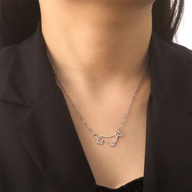 Dachshund Silhouette Pendant — Stainless Steel