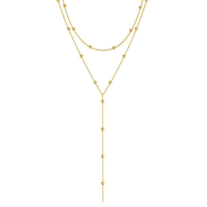 CapeGlow® Lariat Necklace – Stunning Gold Plated Double Layer with Elegant Drop Pendant