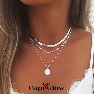 CapeGlow® Naledi – Triple-Layer Sterling Silver Necklace ✨ Capeglow