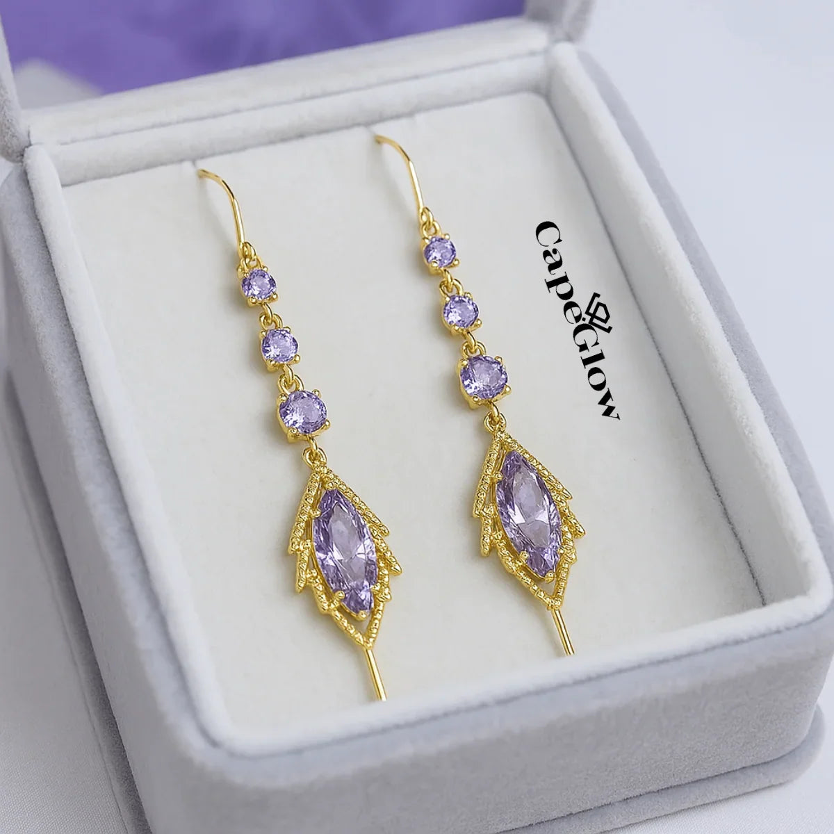 CapeGlow® Zanele – Purple Crystal Tassel Earrings Capeglow