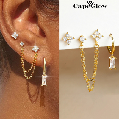 CapeGlow® Zanele Star – 3-Piece Chain Earring Set