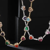 Stunning Multi-Colored Heart Gemstone Necklace with Crystal Accents