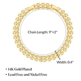2pc 14k Gold Plated Chunky Link Anklet Set - Brick & Flat Cuban Styles