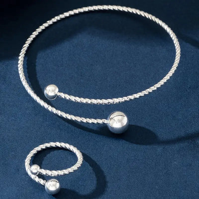 CapeGlow® Tumi – European & American Twisted Bangle & Ring Set