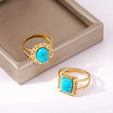 CapeGlow® Masego – Retro Turquoise Statement Ring Capeglow