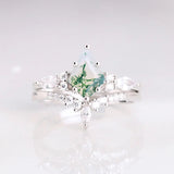 CapeGlow® Lulama – Moss Agate Crown Ring Set💚 Capeglow