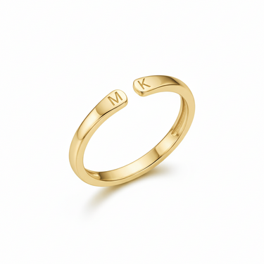 Adjustable "Whisper" Initial Ring - Personalize with Two Letter Motifs in Stainless Steel