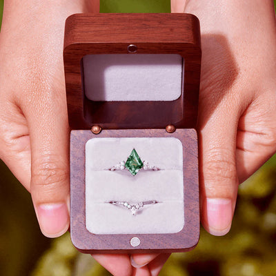 CapeGlow® Lulama – Moss Agate Crown Ring Set💚