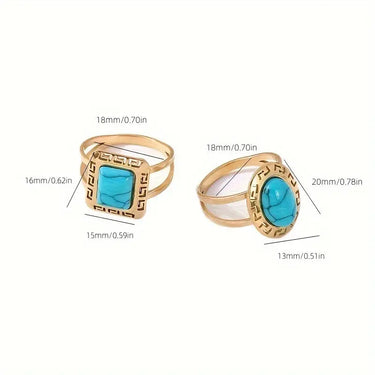 CapeGlow® Masego – Retro Turquoise Statement Ring Capeglow