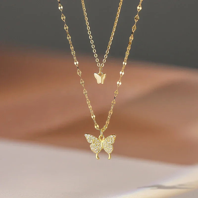 CapeGlow® Lira – Double Layer Butterfly Necklace✨ Capeglow