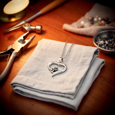 Lapful of Love — Enamel Paw Heart Pendant