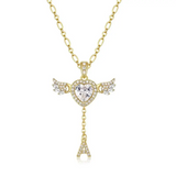 Personalized 14K Gold Angel Initial Necklace - Divine Elegance & Custom Charm