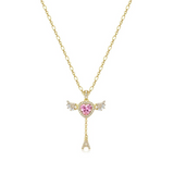 Personalized 14K Gold Angel Initial Necklace - Divine Elegance & Custom Charm
