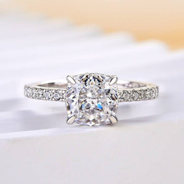 Louily 1.5 Carat Cushion Cut White Sapphire Women's Engagement Ring