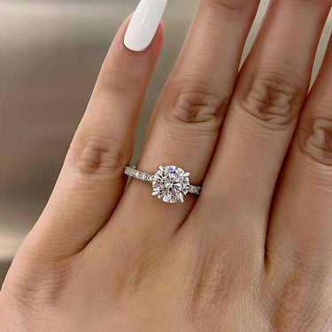 Louily Classic Round Cut Engagement Ring In Sterling Silver