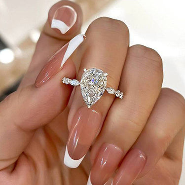 Louily 3 Ct Sparkle Pear Cut Simulated Diamond Engagement Ring In Sterling Silver