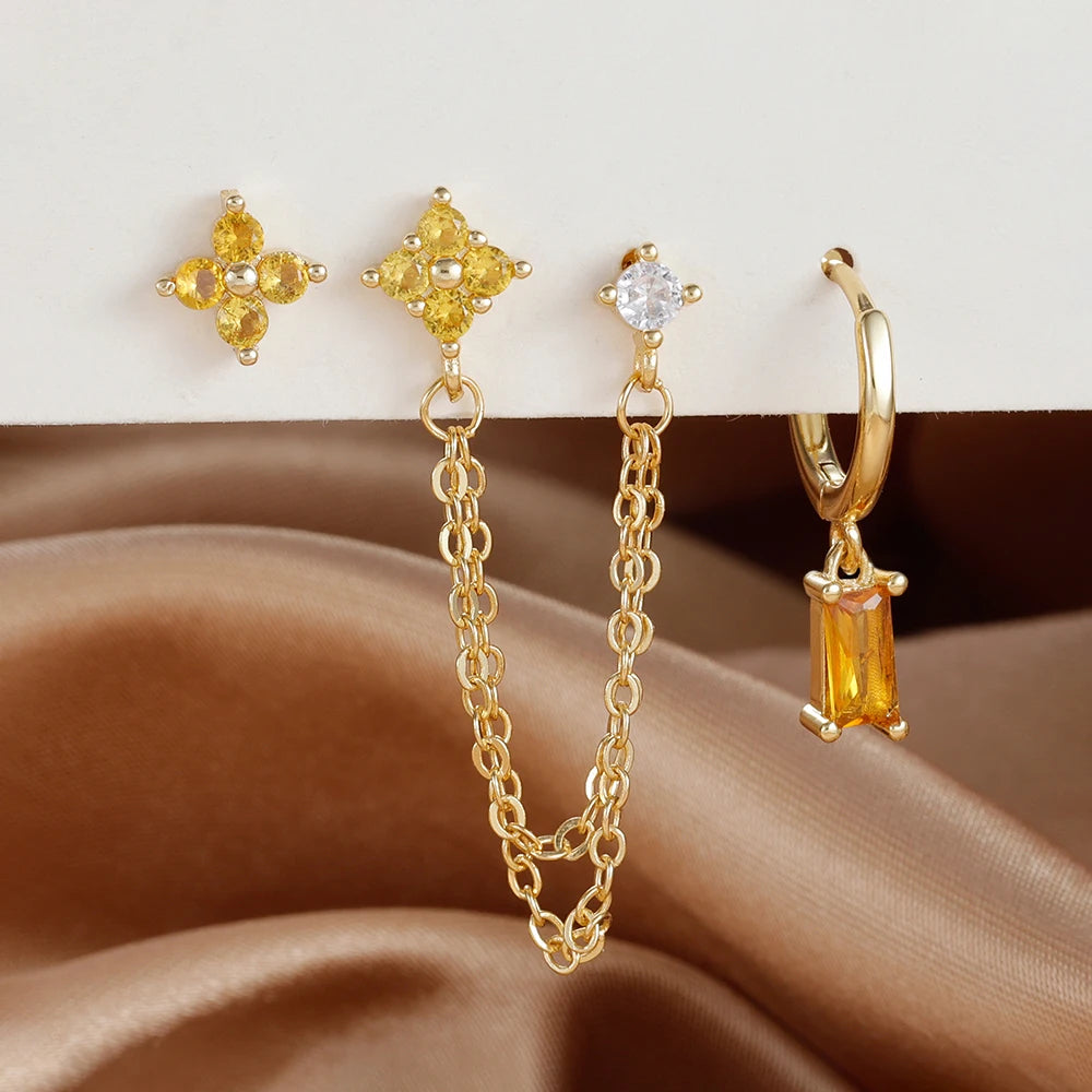 CapeGlow® Zanele Star – 3-Piece Chain Earring Set