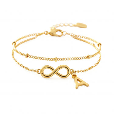 Eternal Bond Infinity Initial Bracelet - Customizable Double-Strand Stainless Steel Jewelry