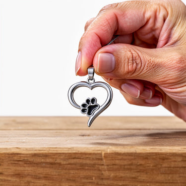 Lapful of Love — Enamel Paw Heart Pendant